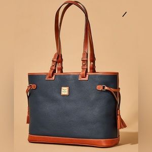 Dooney & Bourke Double Strap Tassel Bag Purse Pebble Grain